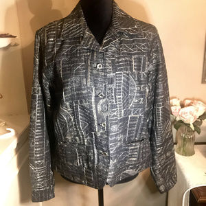 Women’s Chicos Blazer  Size 2 Large Gray Embroidered